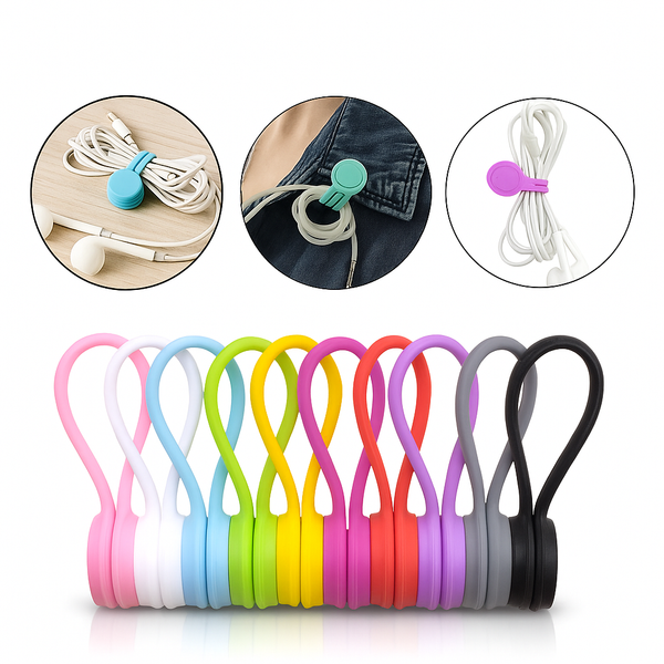 1/3pcs Magnetic Silicone Cable Organizer Set – Universal Earphone Cord Clips & Charging Cable Holders for Desk, Car & Office | Reusable Magnetic Ties for USB, Data Lines & Wires Management