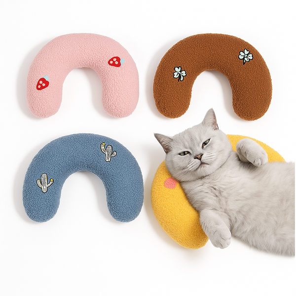 U-Shaped Pet Pillow for Dogs & Cats – Soft Winter Cushion for Small Pets, Calming Neck & Head Support Pillow, Cozy Bed Accessory for Puppy, Kitten, and Pet Relaxation