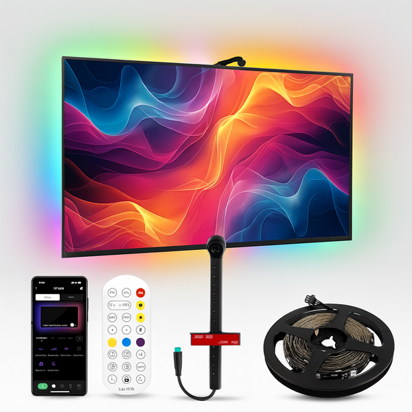 Smart RGBIC LED TV Backlight with Color Picking Sensor & App Control – Music Sync, Scene Mode, and Adjustable RGB Light Strip for PC Monitor, TV, and Gaming Room Ambience