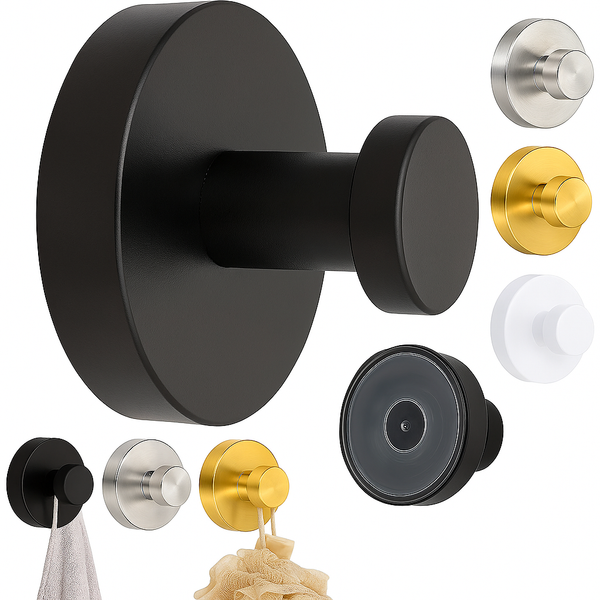 1/2pcs Suction Cup Hooks for Shower & Bathroom – Heavy Duty No Drill Wall Hooks for Towels, Robe, Loofah – Strong Hold Removable Hangers for Glass, Tile, Mirrors, Kitchen