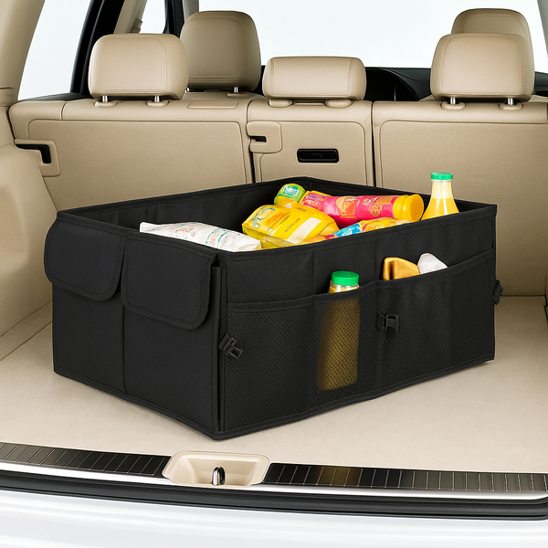 Big Capacity Collapsible Car Trunk Organizer – Heavy Duty Cargo Storage Box for SUV, Car & Truck – Foldable Automotive Organizer for Tools, Groceries, Sports Gear & Travel Accessories