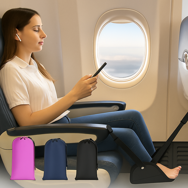 Portable Airplane Footrest – Adjustable Foot Hammock for Plane Travel, Train & Office – Leg Support Feet Rest Hanger for Men & Women – Compact Travel Comfort Accessory