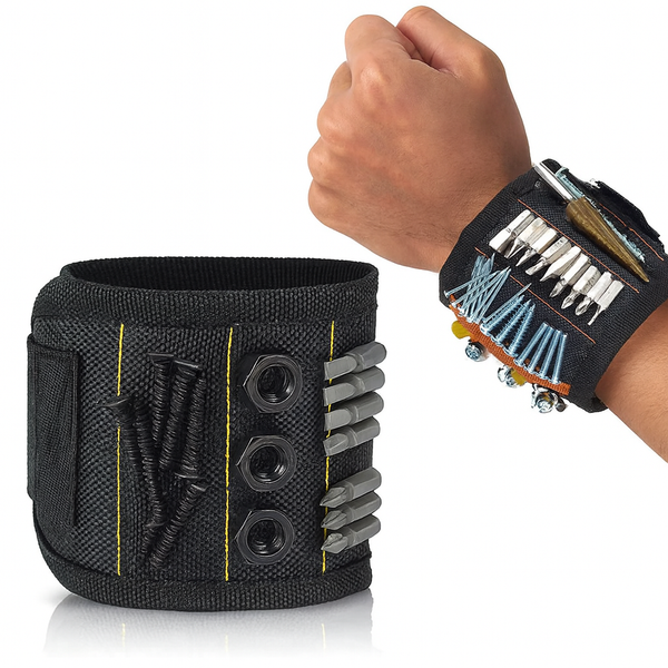 Magnetic Wristband for Holding Screws, Nails, Drill Bits | Strong Magnets Wrist Tool Holder | Handy Gadget for Men, DIY, Woodworking, Construction & Repairs
