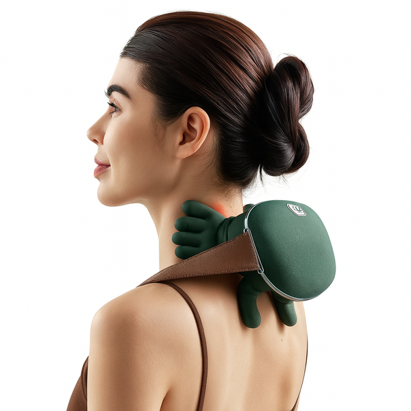 Electric Shoulder and Neck Massager with Heat and Vibration – Cervical Spine Relief, Trapezius Relaxation, Portable Handheld Muscle Therapy for Stress and Pain