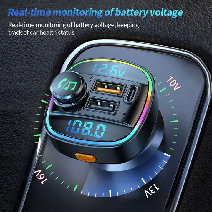 Bluetooth 5.0 FM Transmitter – Handsfree Car Adapter with Fast Charging