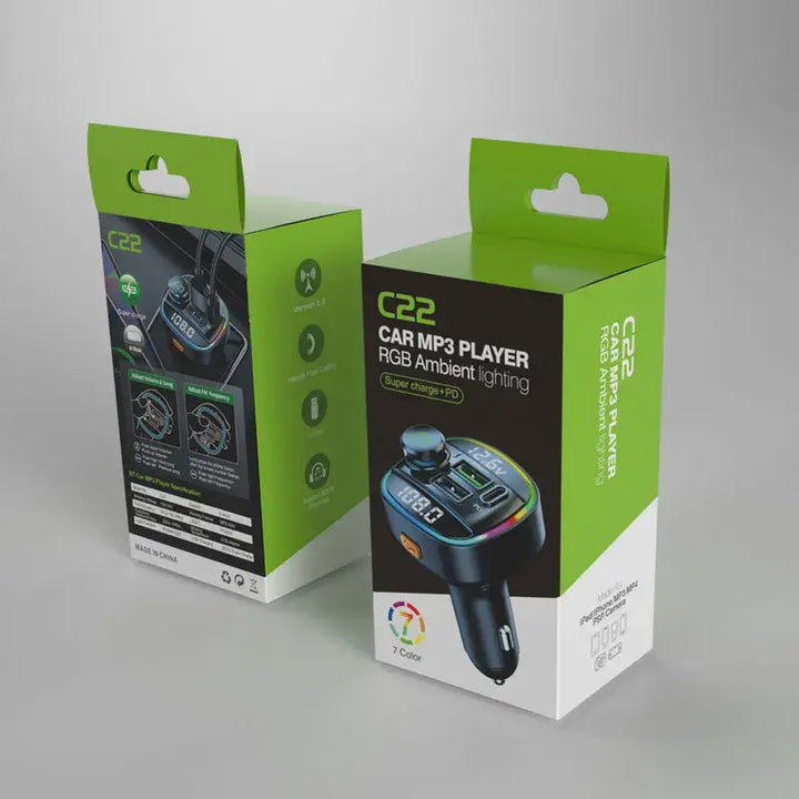 Bluetooth 5.0 FM Transmitter – Handsfree Car Adapter with Fast Charging