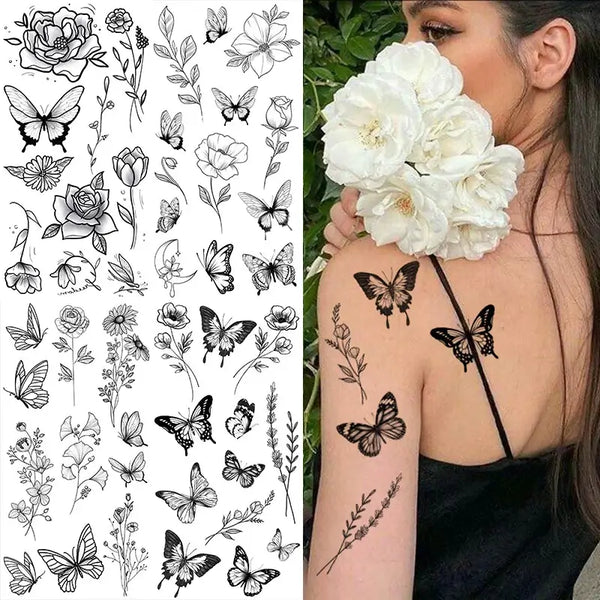 Large Flower False Tattoo Sticker
