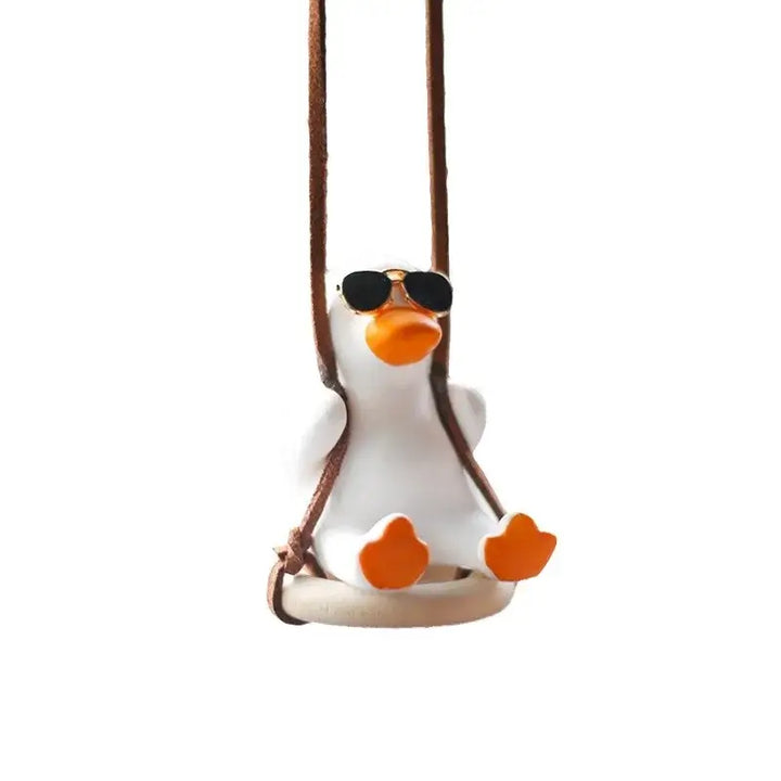 Cute Duck Car Mirror Pendant – Tire Swing Charm for Women 🚗🦆💛