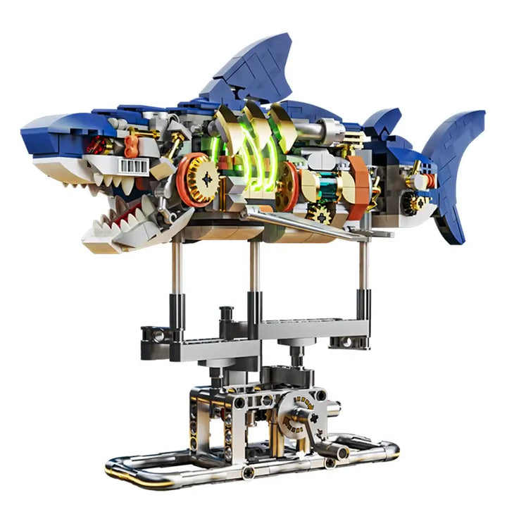 Mechanical Shark Building Kit – LED Sea Beast for Kids & Adults 🦈✨