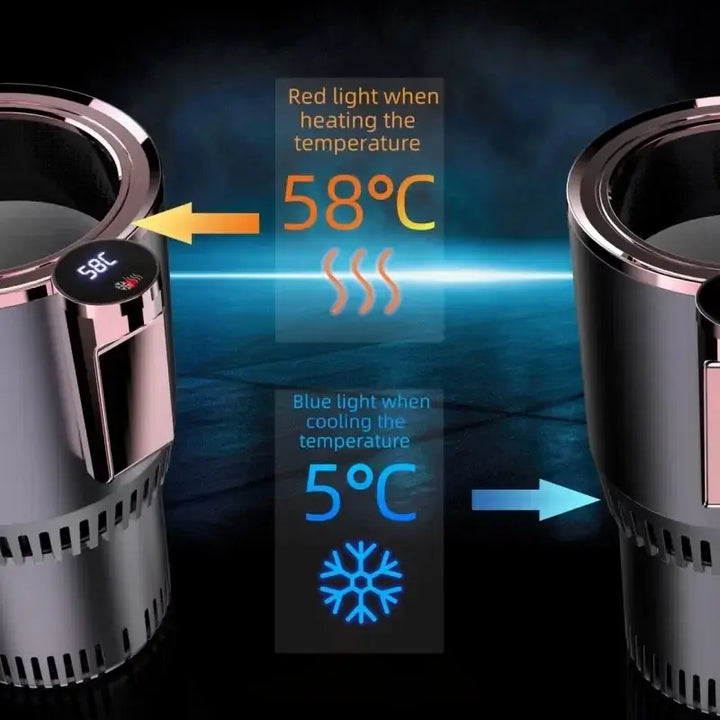 2-in-1 Smart Car Hot & Cold Cup Holder – Touchscreen Beverage Cooler & Warmer - Ebtkr