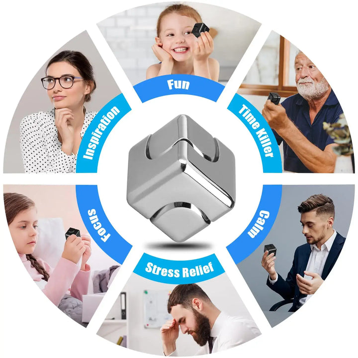 Metal Cube Rotating Gyroscope – Portable Anti-Stress Fidget Toy