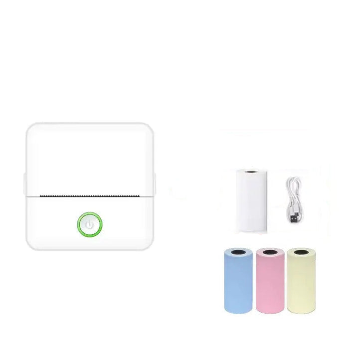 Mini Portable Thermal Label Printer, Inkless, White 4 Rolls