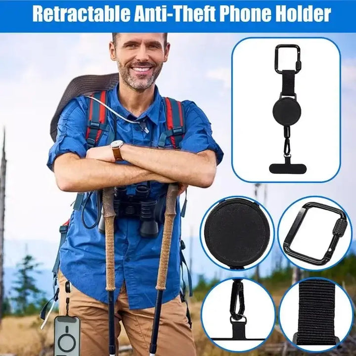 Anti-Theft Retractable Phone Lanyard – Secure Tether with Carabiner for Outdoor Use 📱🧗