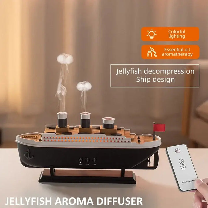 Titanic Ship Aroma Diffuser – 250ml Mist, Night Light & Jellyfish Smoke Effect