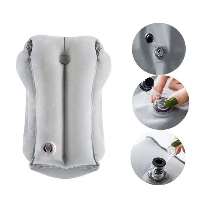 Portable Inflatable PVC Travel Pillow - Neck, Headrest & Chin Support for Airplane, Car, Office - Ebtkr