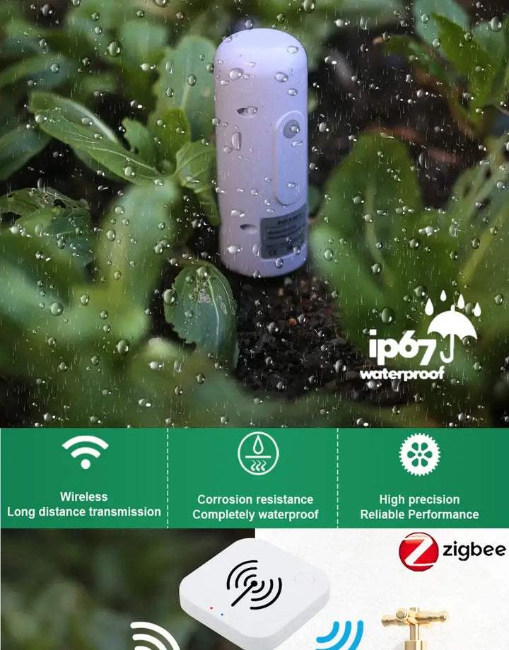 ZIGBEE Plant Monitor Outdoor Soil Temperature And Moisture Humidity Tester Sensor for Garden - Ebtkr