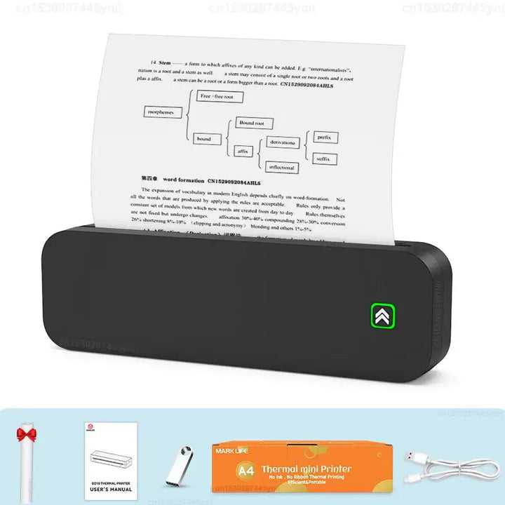 Portable A4 Thermal Printer, Black