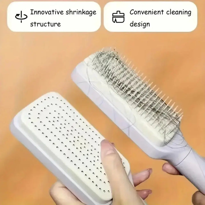 Portable Self-Cleaning Scalp Massage Comb Anti-Detangling Hair Brush - Ebtkr
