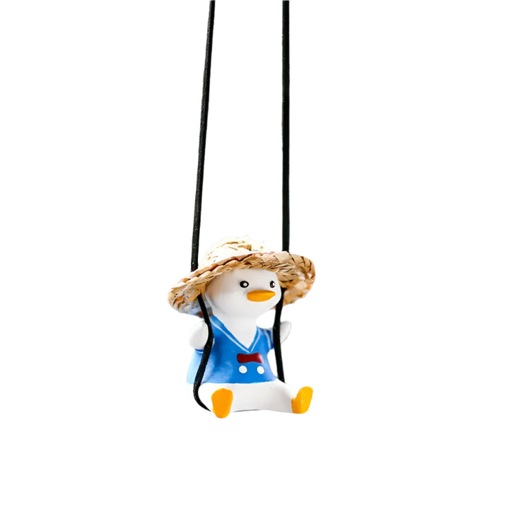 Cute Duck Car Mirror Pendant – Tire Swing Charm for Women 🚗🦆💛