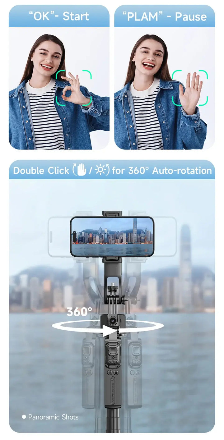 AI-Tracking Selfie Stick with 360° Auto-Rotation - Ebtkr