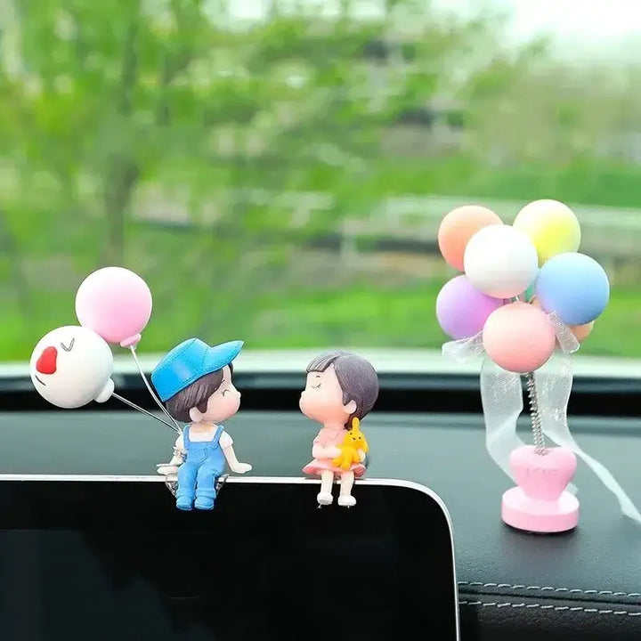 Cute Couple Dashboard Ornaments – Balloon Figurines for Car Décor 🎈💑🚗