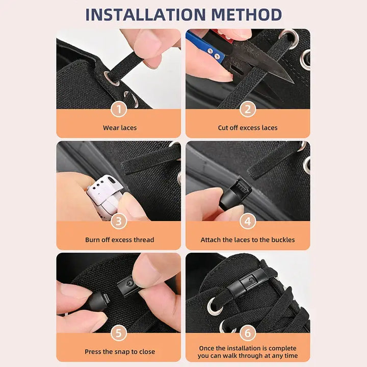 8mm No-Tie Elastic Shoelaces – Press Lock Convenience