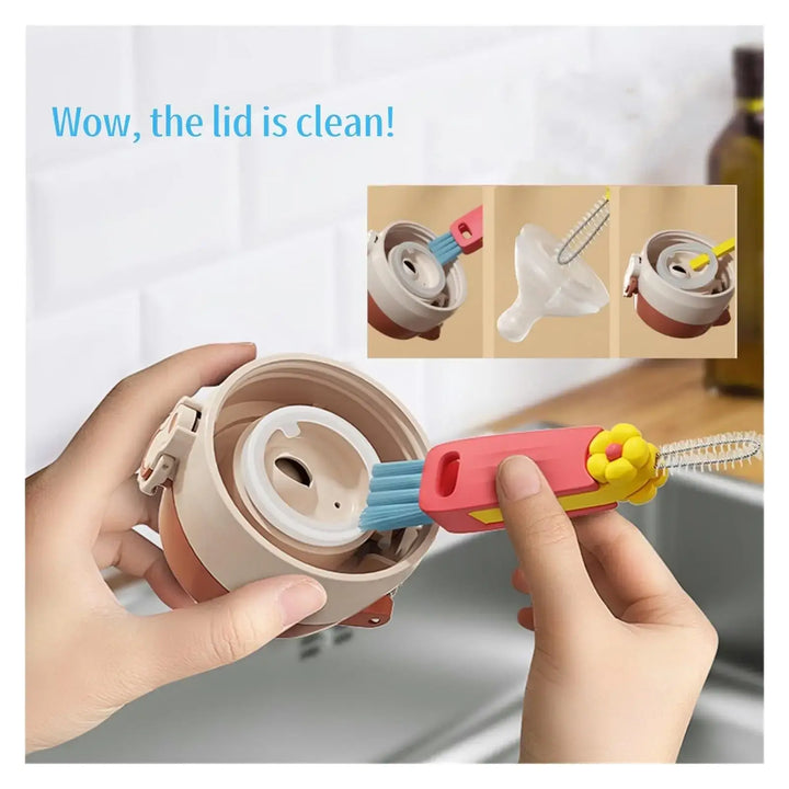 3 in 1 Multifunctional Cup Lid Gap Cleaning Brush for Tight Spaces Bottle And Insulation Cup Cleaning - Ebtkr