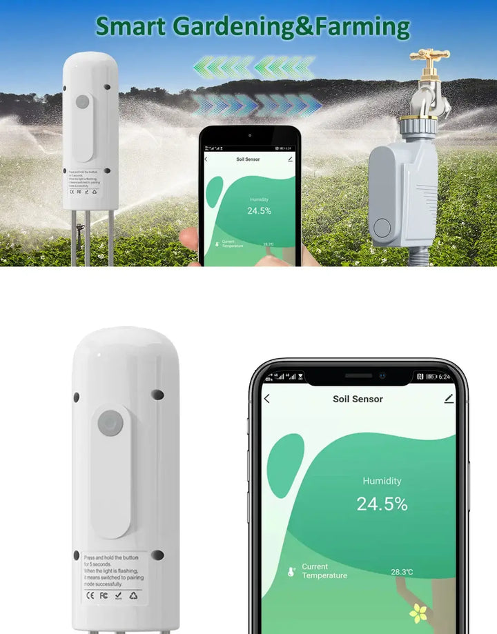 ZIGBEE Plant Monitor Outdoor Soil Temperature And Moisture Humidity Tester Sensor for Garden - Ebtkr