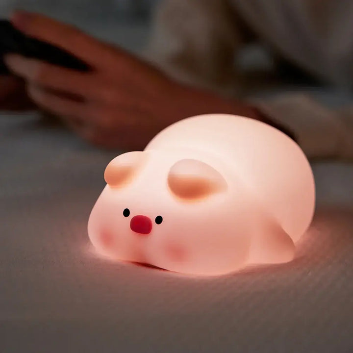 Cute Sheep Panda Rabbit Silicone Lamp, Pig