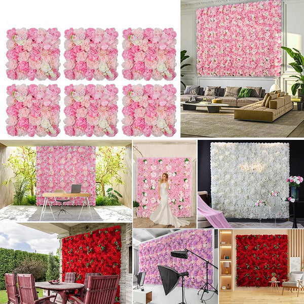6PCS 3D Rose Flower Wall Panels – Artificial Backdrop Decor