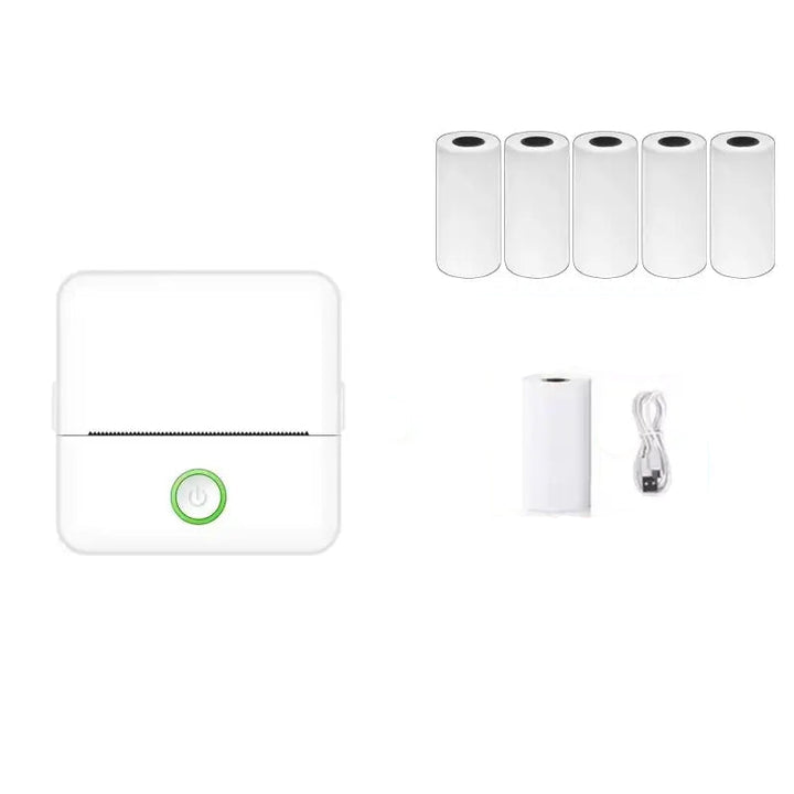 Mini Portable Thermal Label Printer, Inkless, White 6 Rolls