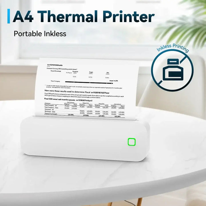Portable A4 Thermal Printer Bluetooth Inkless Wireless for Photos PDF Documents Tattoos Stencils - Ebtkr