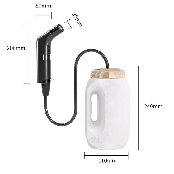 Portable Electric Bidet 2.5L Rechargeable Shataf Hand Sprayer Black/White for Personal Hygiene - Ebtkr