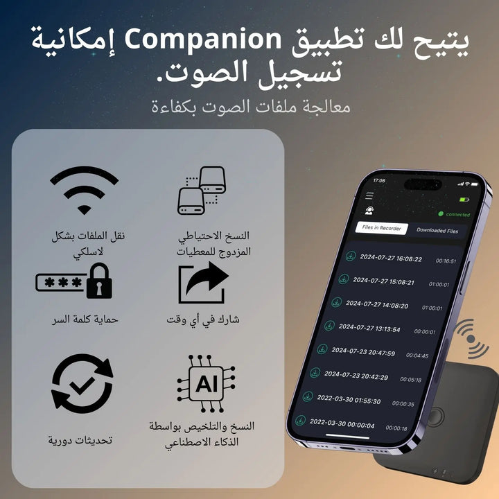 64GB AI-Powered Voice Recorder with Speech-to-Text & Summarization Supports 100 Languages - Ebtkr