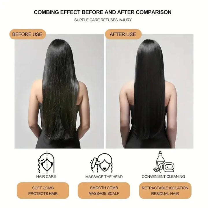 Portable Self-Cleaning Scalp Massage Comb Anti-Detangling Hair Brush - Ebtkr