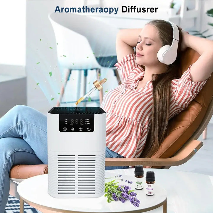 Portable HEPA Air Purifier Desktop Air Freshener for Allergies Pet Hair Smokers Bedroom Use Low Noise Dusting Function Home Air Cleaner - Ebtkr