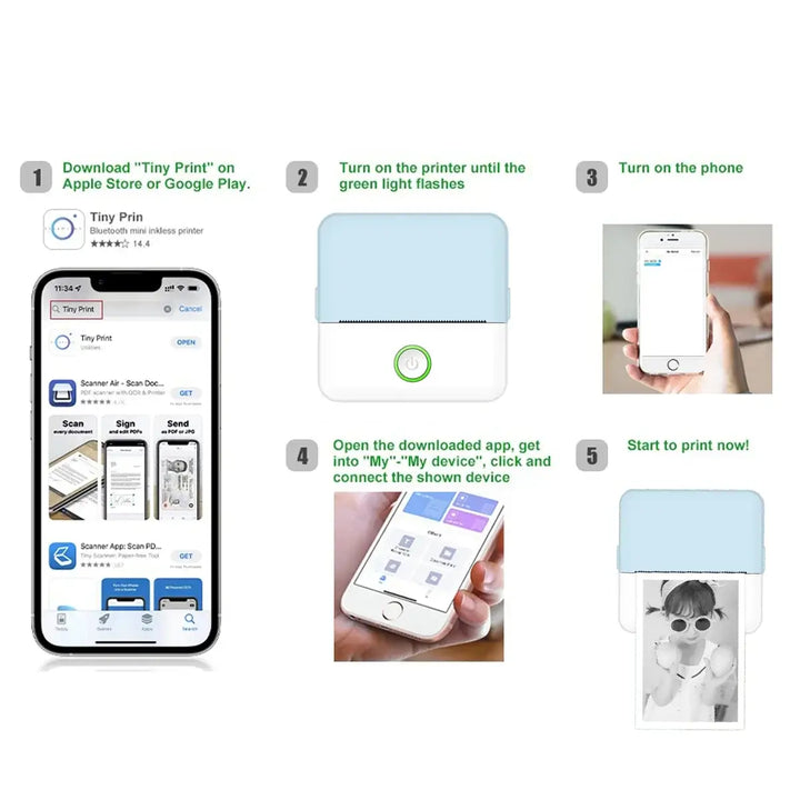 Mini Portable Thermal Label Printer, Inkless - Ebtkr