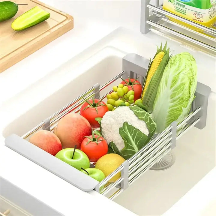 Extendable Kitchen Sink Drain Rack: Multi-Purpose Organizer