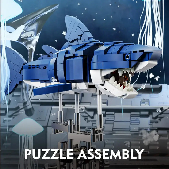 Mechanical Shark Building Kit – LED Sea Beast for Kids & Adults 🦈✨