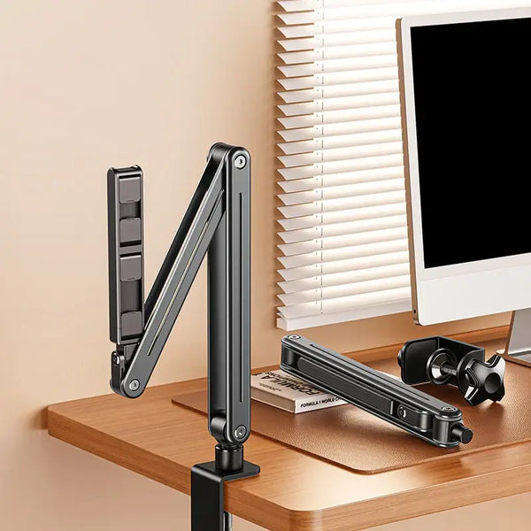 360° Adjustable Foldable Tablet Holder – Aluminum Stand for Bed & Desk