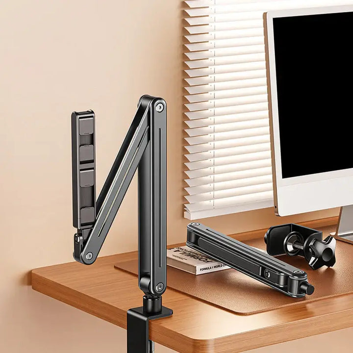 360° Adjustable Foldable Tablet Holder – Aluminum Stand for Bed & Desk