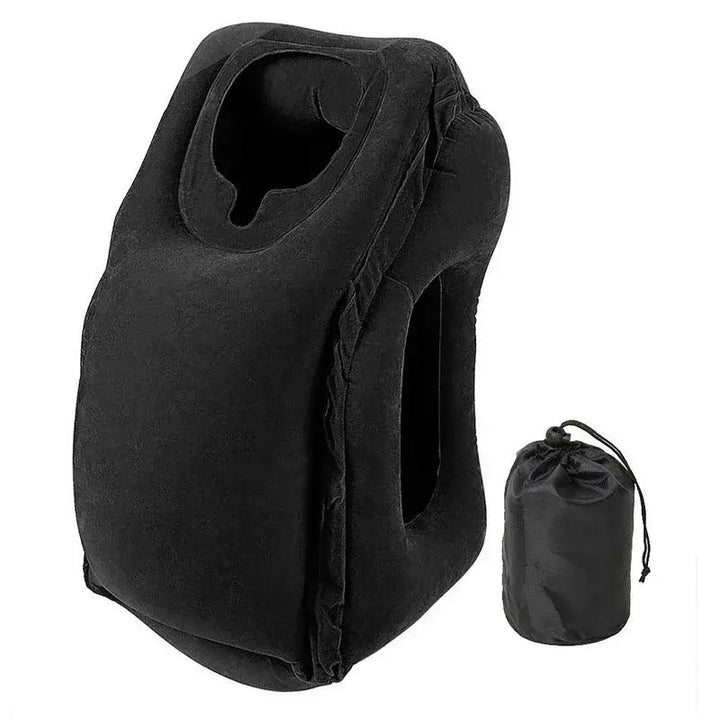 Portable Inflatable PVC Travel Pillow, Black