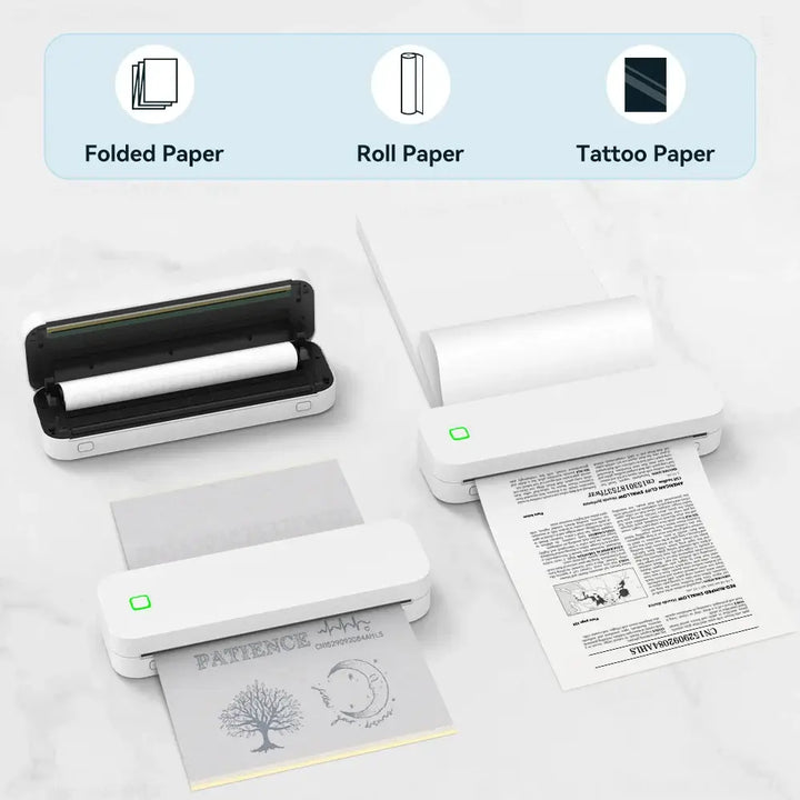 Portable A4 Thermal Printer Bluetooth Inkless Wireless for Photos PDF Documents Tattoos Stencils - Ebtkr