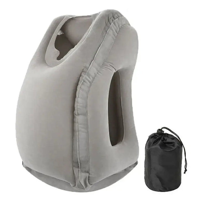 Portable Inflatable PVC Travel Pillow, Grey