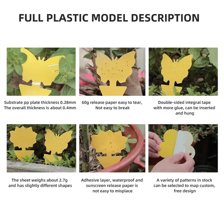 Butterfly & Sunflower Double-Sided Yellow Insect Traps – Sticky Pest Control Boards - Ebtkr