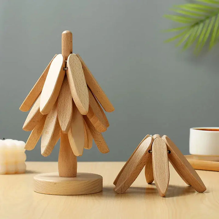 4PCS Tree Design Wood Trivets – Heat-Resistant Table Mats 🌳🔥