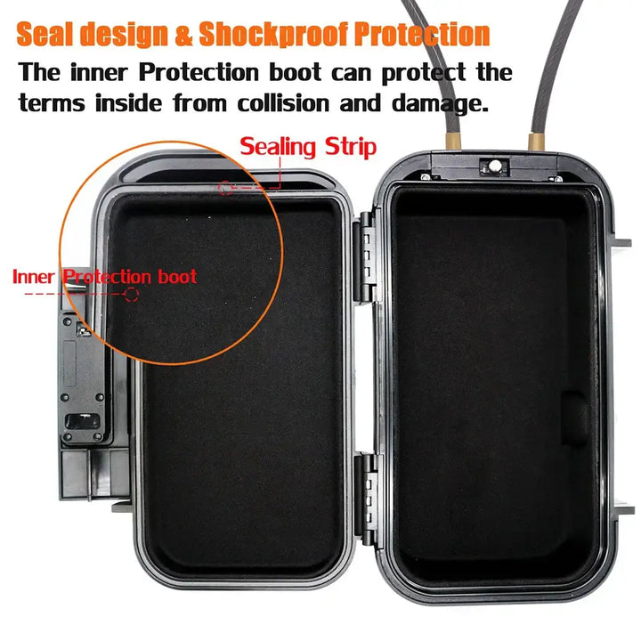 Portable Large-Capacity Travel Safe Box - Waterproof Lockbox with Code & Key Lock, Removable Cable Handle - Ebtkr
