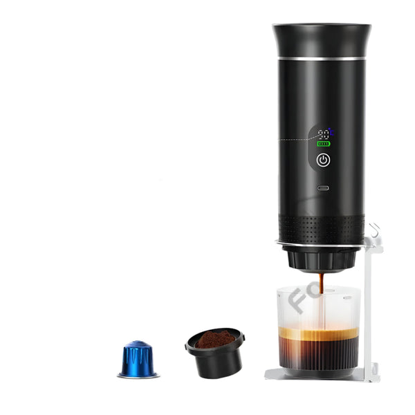 Foombthe 3-in-1 Portable Espresso Maker – Digital Display for Car, Home & Camping