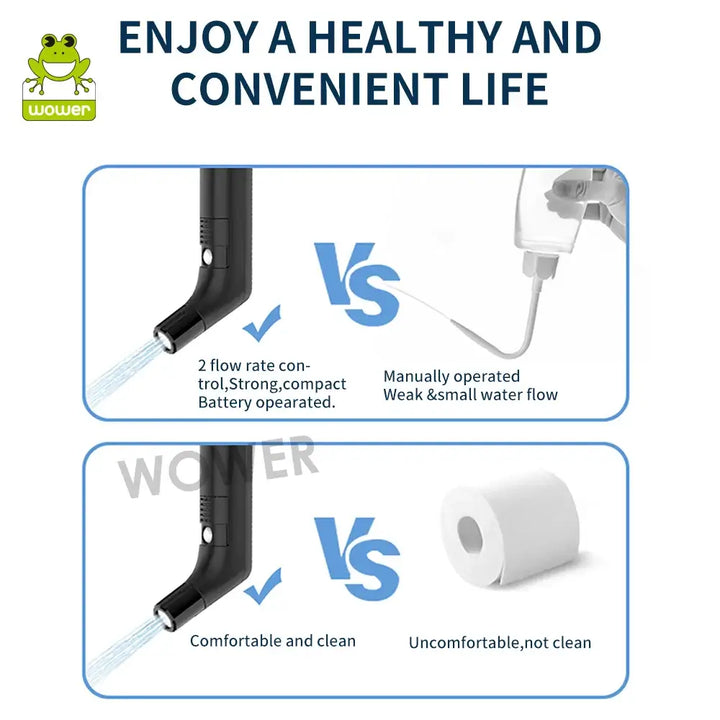 Portable Electric Bidet 2.5L Rechargeable Shataf Hand Sprayer Black/White for Personal Hygiene - Ebtkr