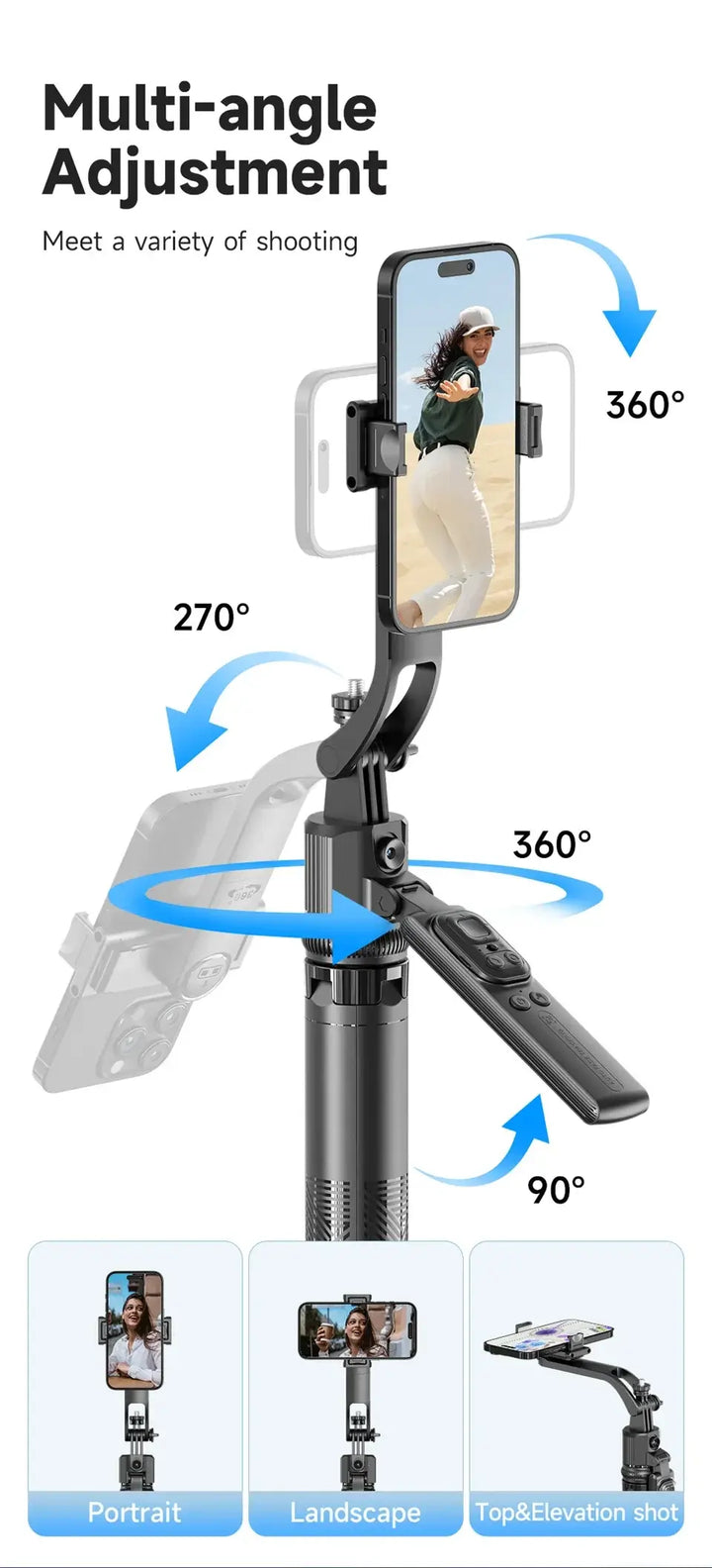 AI-Tracking Selfie Stick with 360° Auto-Rotation - Ebtkr